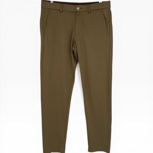Allen Solly Men's 32 Crop Fit Chino Pants Brown 100% Polyester Tapered Modern